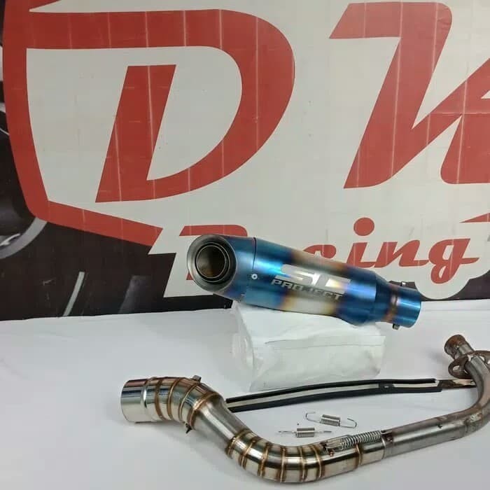 [Original] Knalpot Racing Yamaha Mio Z Sc Half Blue High Quality Terbatas