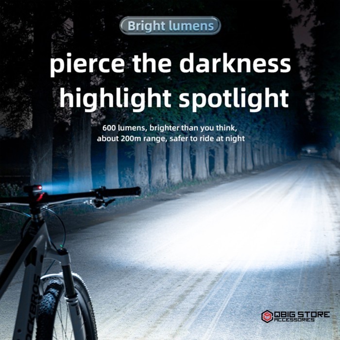 Lampu Depan Sepeda 600Lm Rockbros Rhl600 Waterproof Ipx6