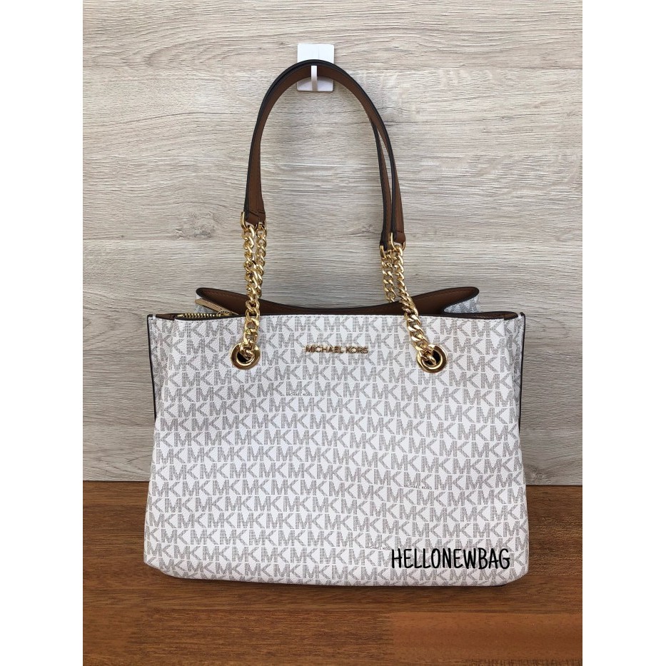 ✅New Tas Mk Original - Michael Kors Large Teagen Long Drop In Sign Vanilla Terbaru