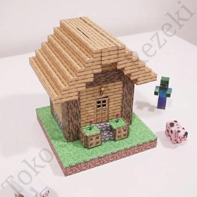 

House Wood Minecraft Papercraft Diorama Village Paper Craft Desa Rumah