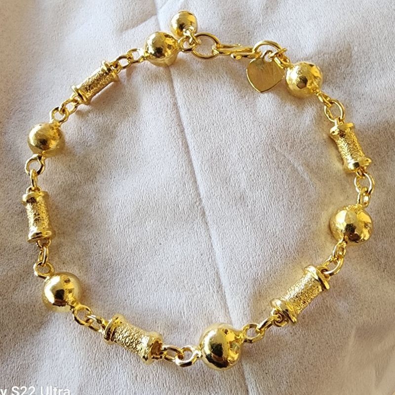 Gelang Rantai Bola Bambu Lapis Emas 24k