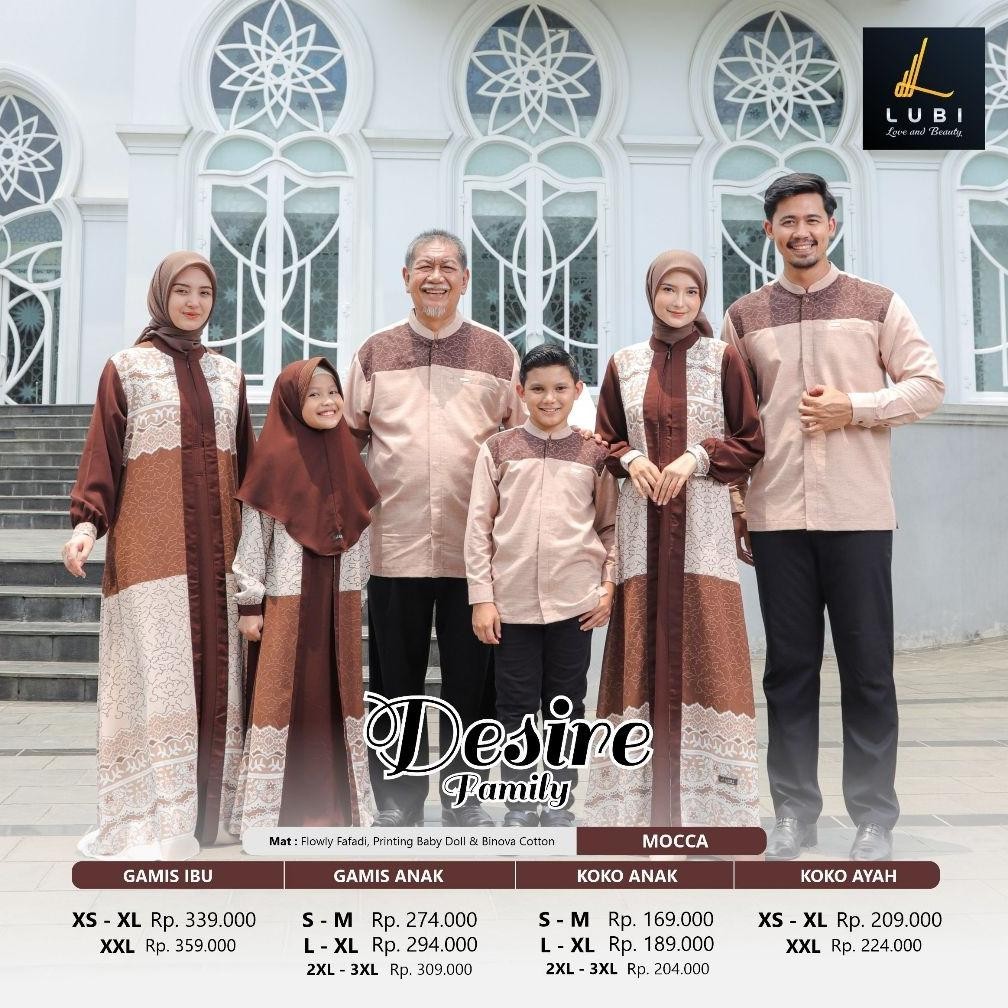 Sarimbit Keluarga 2024 Lebaran Lubi Desire Family Mocca - Baju Couple Keluarga Lebaran 2024 Mewah - 