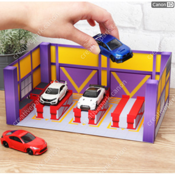 DIORAMA BENGKEL MOBIL PAPERCRAFT MINIATUR ACTION FIGURE DIY KERAJINAN KERTAS TANGAN mainan edukatif 