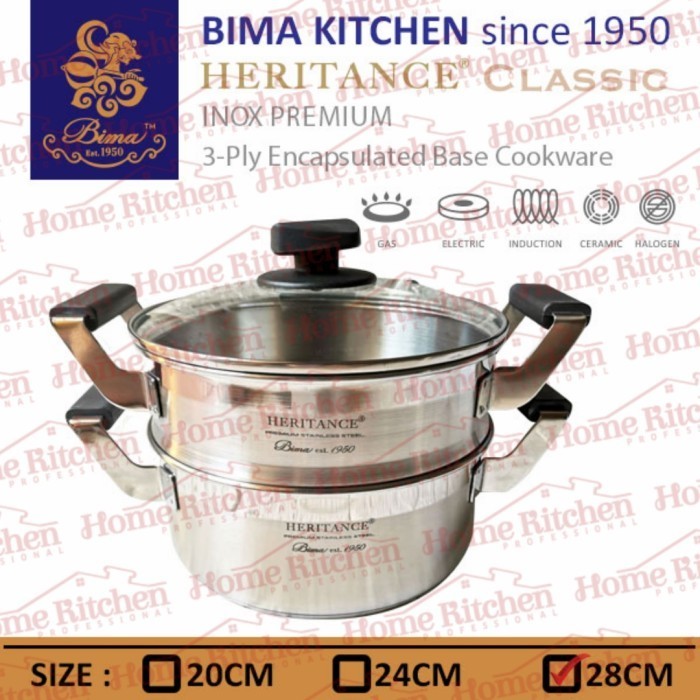 [New] Bima Heritance Panci Steamer 28Cm 2 Tingkat Kukus Tim Bp120528 Terbatas