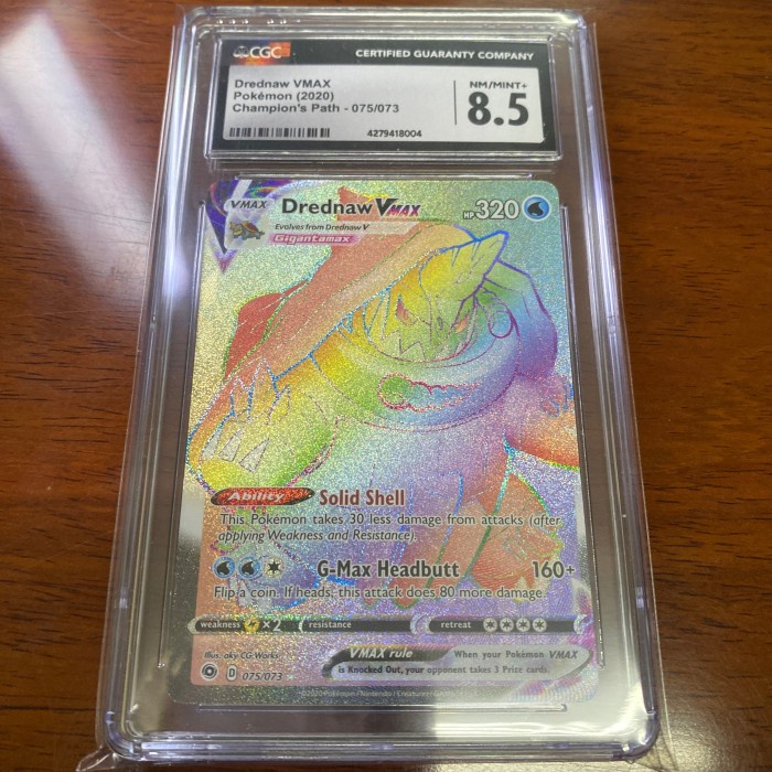 ✅Baru Pokemon En Swsh Champion'S Path Dreadnaw Vmax Hr Error Psa Cgc 8.5 Limited