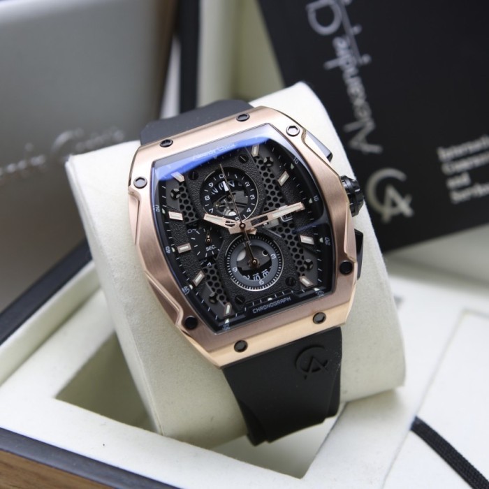 ✅New Ori Jam Tangan Pria Alexandre Christie Ac 6608 Mc Original Black Rosegold Diskon