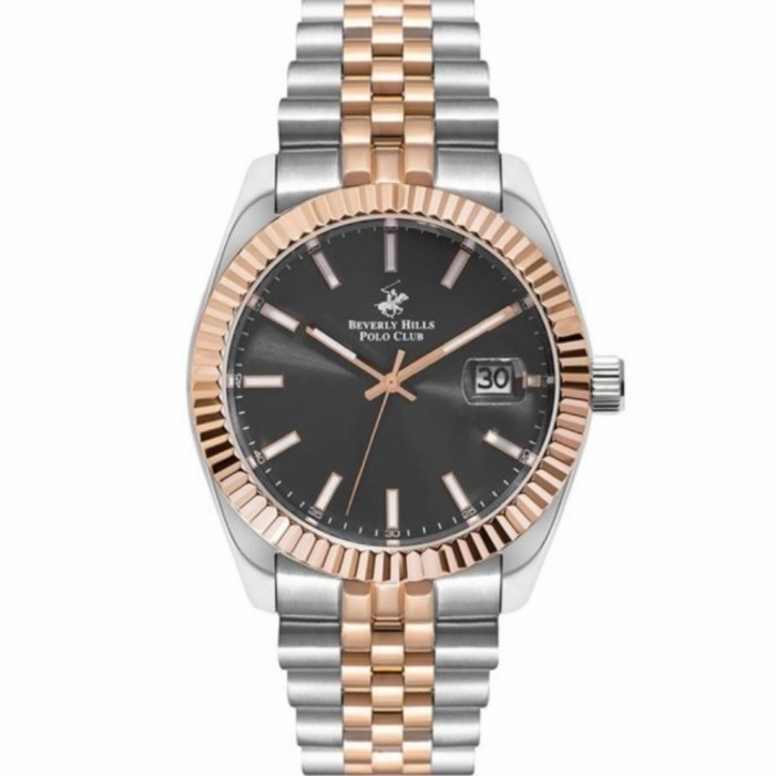 ✅New Ori Beverly Hills Polo Club Bp3018X.560 Black Dial Dual Tone Men'S Watch Berkualitas