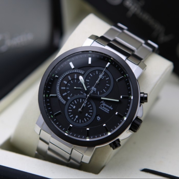 ✅Original Alexandre Christie Ac 6563 Silver Black Ac6563 Pria Original Terbaru