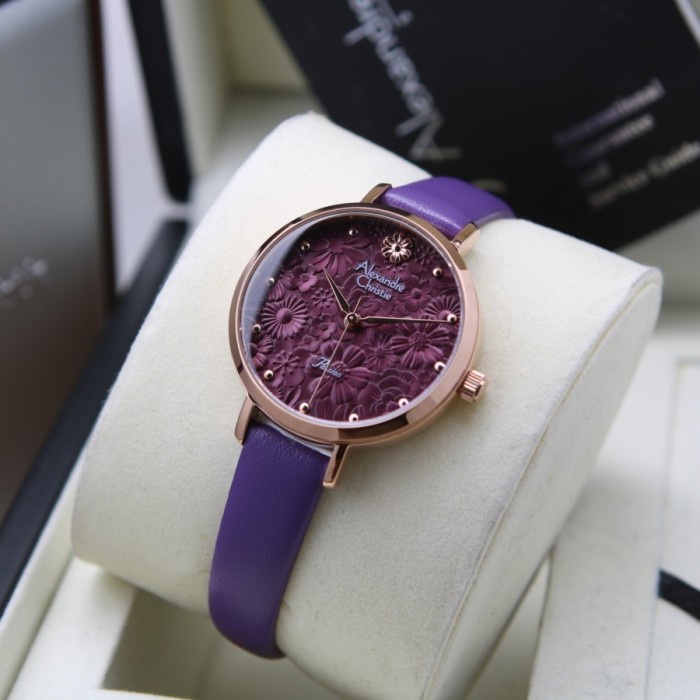 ✅Sale Jam Tangan Wanita Alexandre Christie Ac 2957 Ac2957 Purple Rosegold Limited