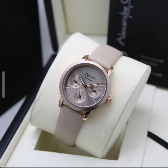 ✅Termurah Jam Tangan Wanita Alexandre Christie 2A25 Grey Leather Original Berkualitas
