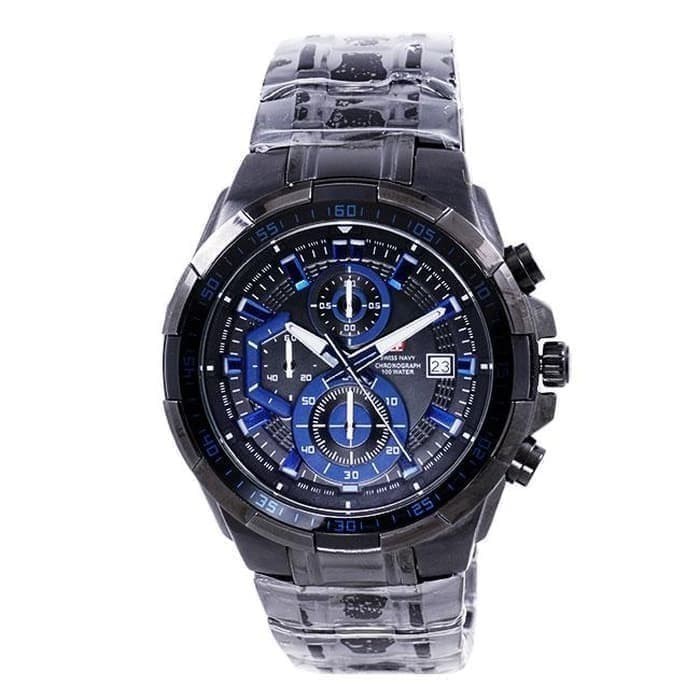 ✅New Ori Jam Tangan Pria Swiss Navy Sn 8825 Sn-8825 Black List Blue Original Terbaru