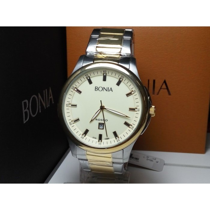 ✅Ori Jam Tangan Pria Bonia Bnb10096-1122 Rosso Silver Gold Stainless Steel Diskon
