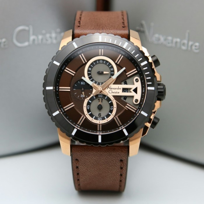 ✅Ready Jam Tangan Alexandre Christie Ac 6527 Ac6527 Rosegold Brown Terbatas