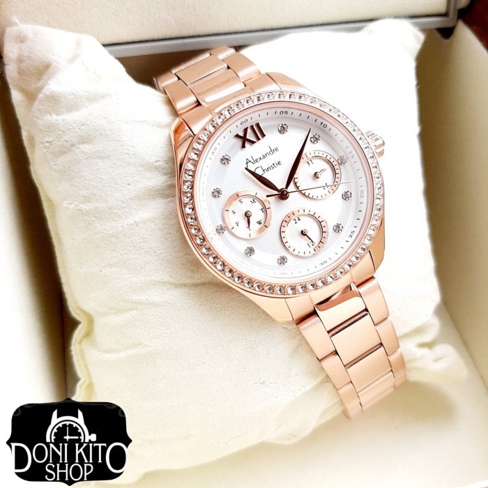 ✨Baru Jam Tangan Wanita Original Alexander Cristie Ac2654 Rose Gold White Diskon