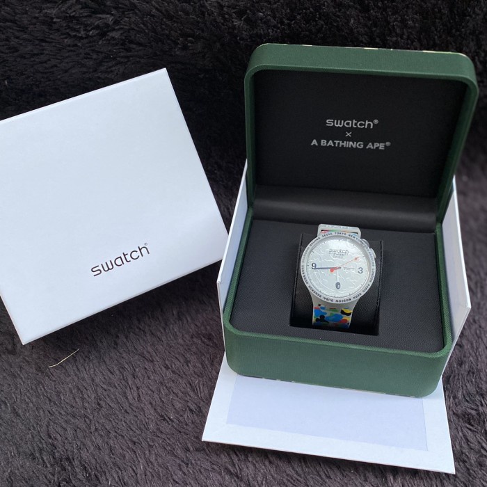 ✨Baru Swatch X Bathing Ape Silver Watch Berkualitas