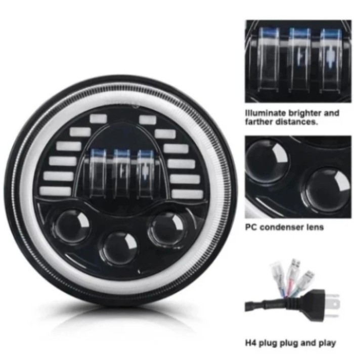 ✨New Ori Head Lamp Lampu Led Daymaker 7Inch Jimny Jeep Hardtop Rubicon Diskon