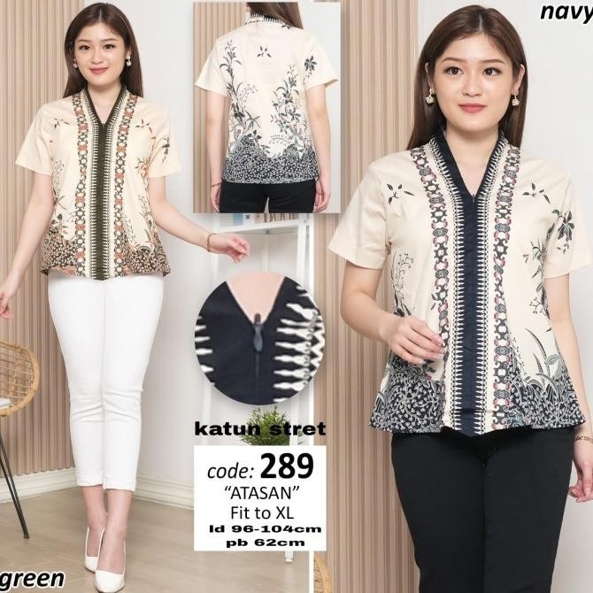 Blouse Wanita / Blouse Batik/ Kemeja Batik Atasan Lengan Pendek Xl 289 Stok Terbatas