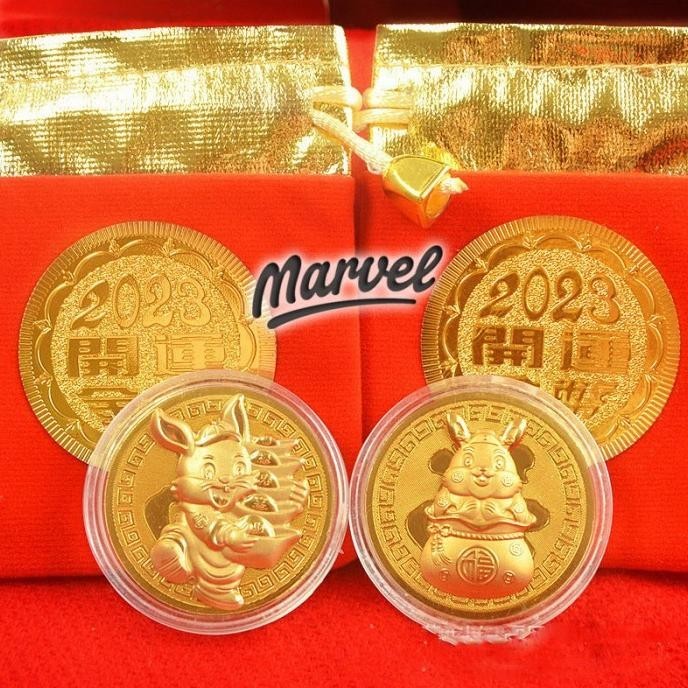 

New Angpao Emas Koin Logam Asli Imlek / Sincia Tahun 2023 Shio Kelinci Stok Terbatas