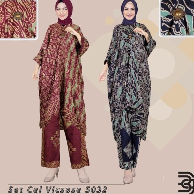 Set Celana Batik Modern Wanita Viscose Baby Premium Model Kaftan V1 Original