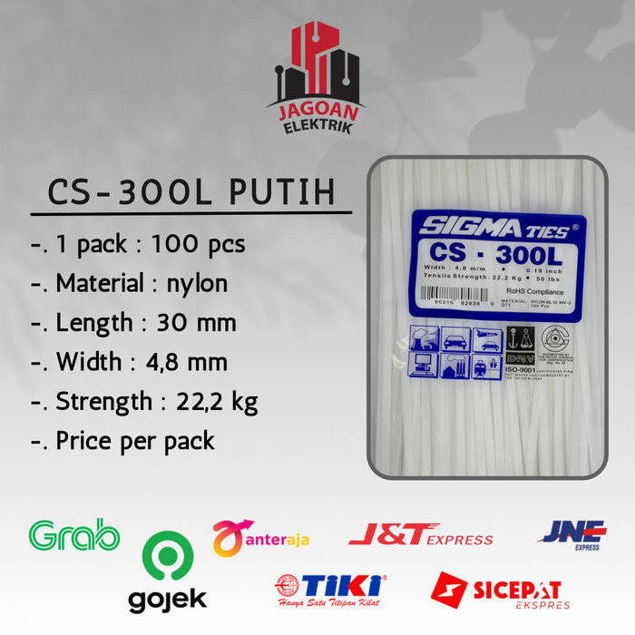 

Promo Kabel Tis / Cable Ties Cs-300L Putih 30 Cm Sigma Original