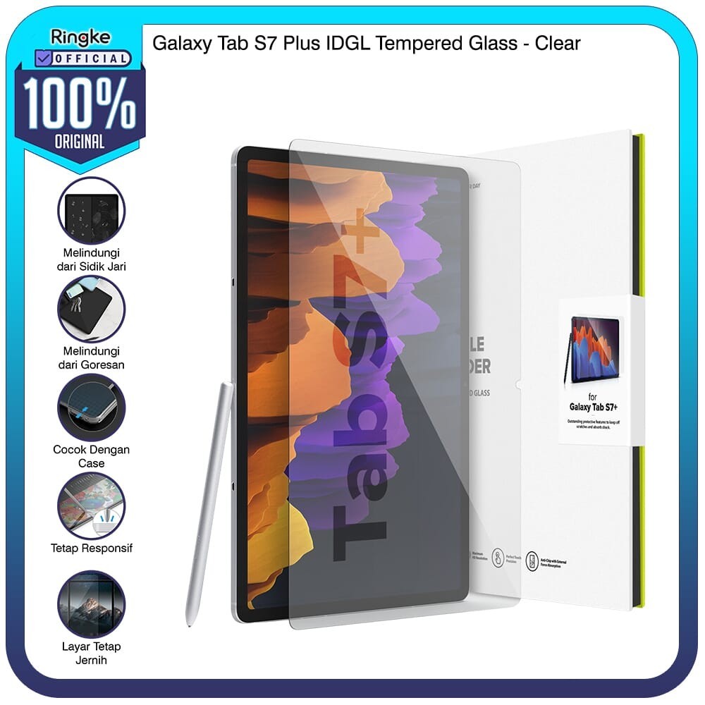 Ringke Samsung Galaxy Tab S7 Plus IDGL Tempered Glass Clear Anti Gores