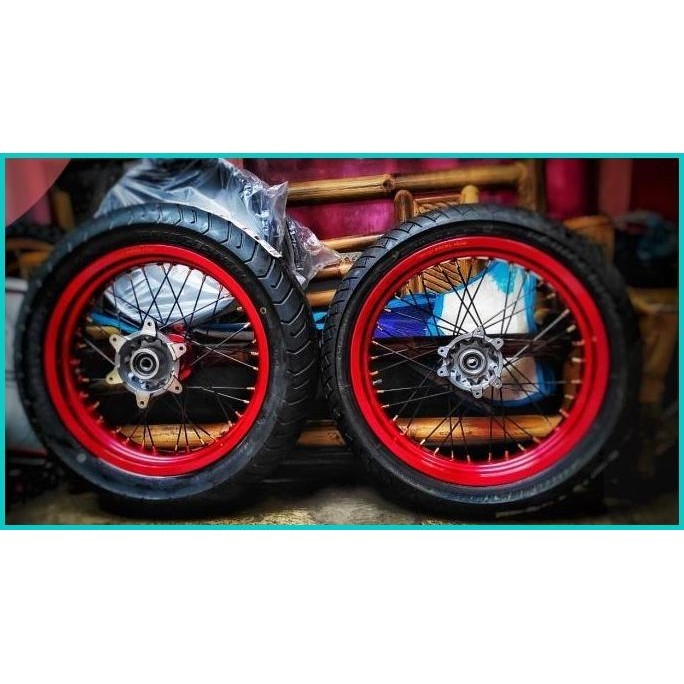 Ban set honda crf 150 r modif supermoto velg TK excel ban battlax BT45