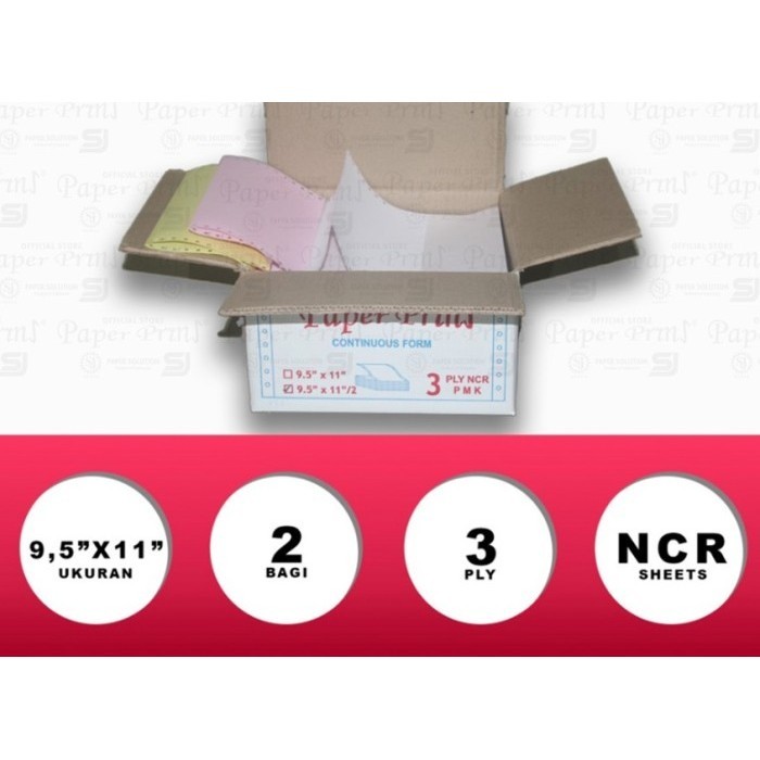 

[Baru] Kertas Continuous Form 3Ply Ncr Prs 95 X 11/2 Bagi 2 Limited