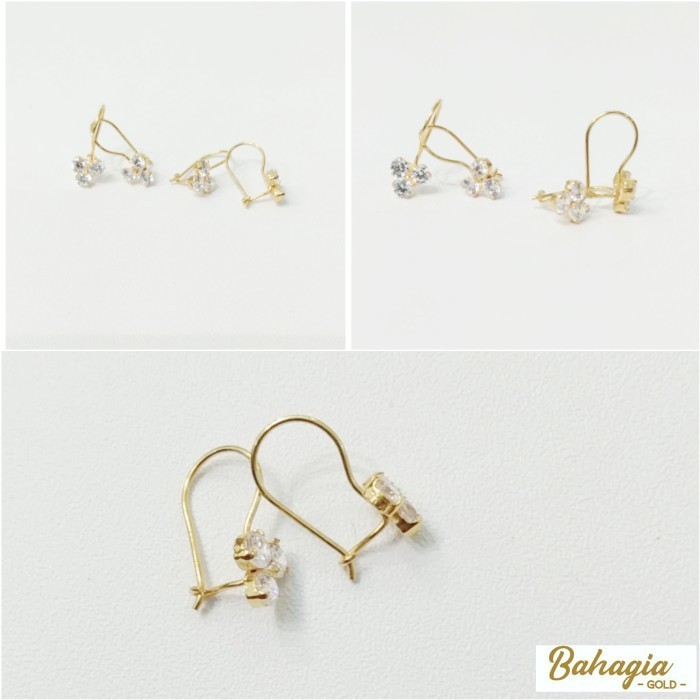 [COD] Anting Desi Model Tiga Mata Putih Emas Kadar 700 Terbaru