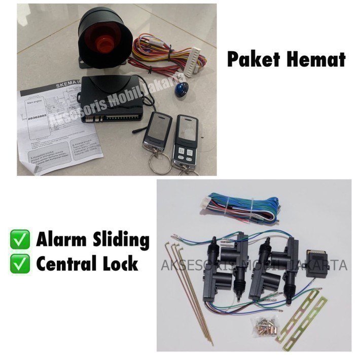 [Original] Paket Lengkap Car Alarm Mobil Panther Remote Sliding Plus Central Lock Terbaru