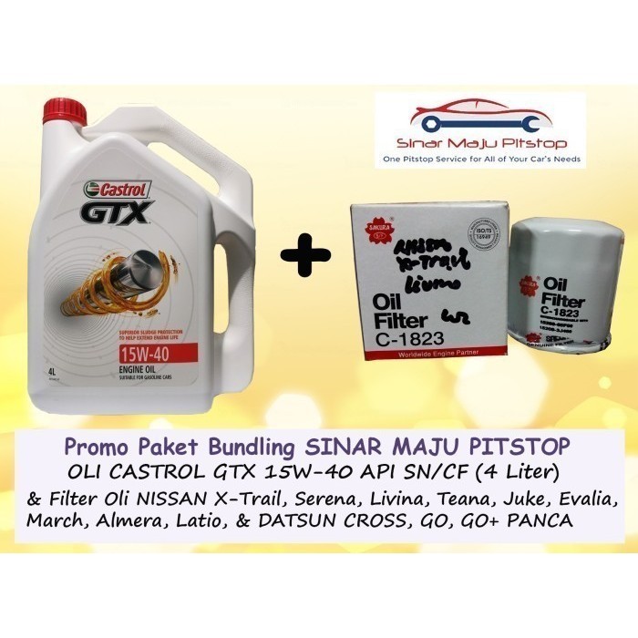 ✅COD Paket Oli Mobil Castrol Gtx 15W-40  Filter Oli Datsun Go  Go Panca Terbatas