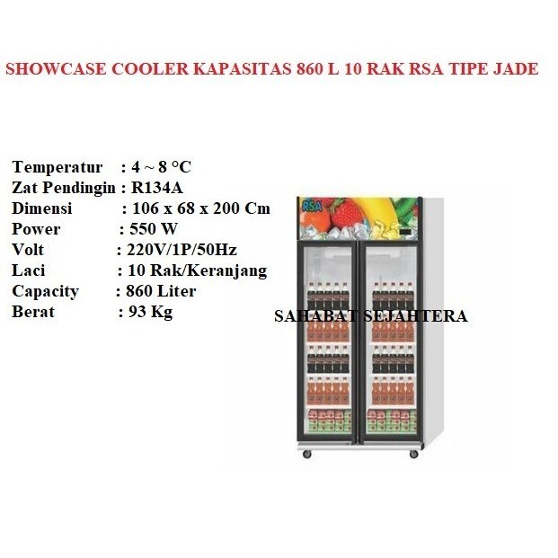 [Baru] Showcase Cooler Rsa Jade Kulkas Showcase 2 Pintu Berkualitas