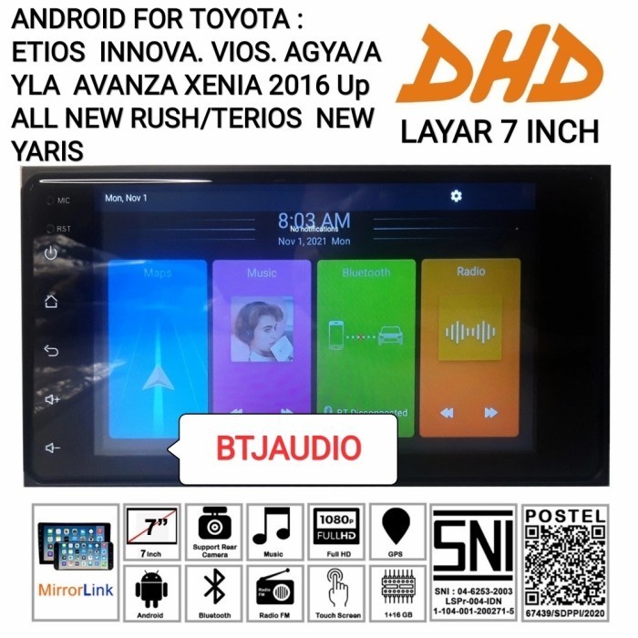 ✨Ori Head Unit Tape Mobil Android Utk Toyota InnovaFortunerEtios Valco Terbatas