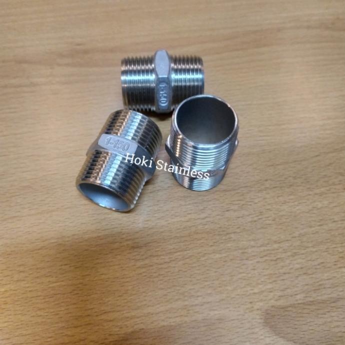 Doubel Nepel Stainless SS 304 Drat 2"inch / Fitting Drat SS 304