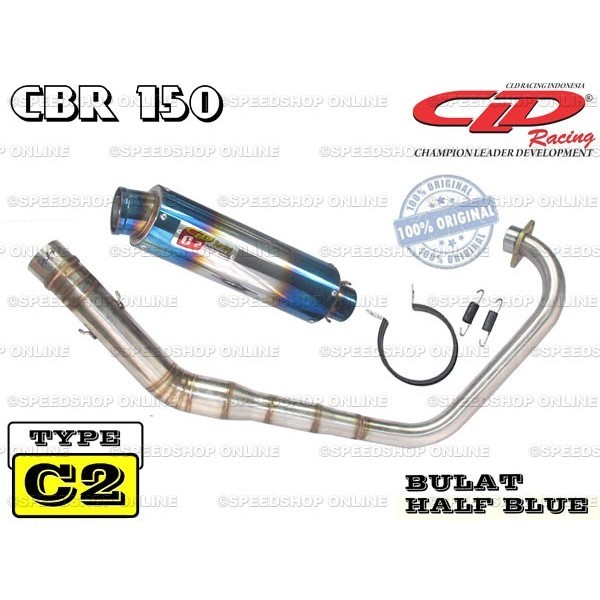 [New] Knalpot Cld Racing Cbr150 Type C2 Silencer Bulat Half Blue Diskon