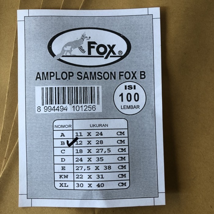 

Amplop Ukuran 12Cmx28Cm B Fox 100 Lembar Olshop Packing