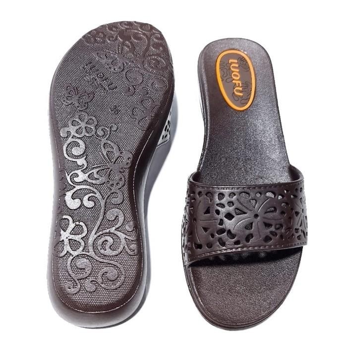 BISA COD - 2178 SANDAL WANITA LUOFU SENDAL WEDGES IMPORT