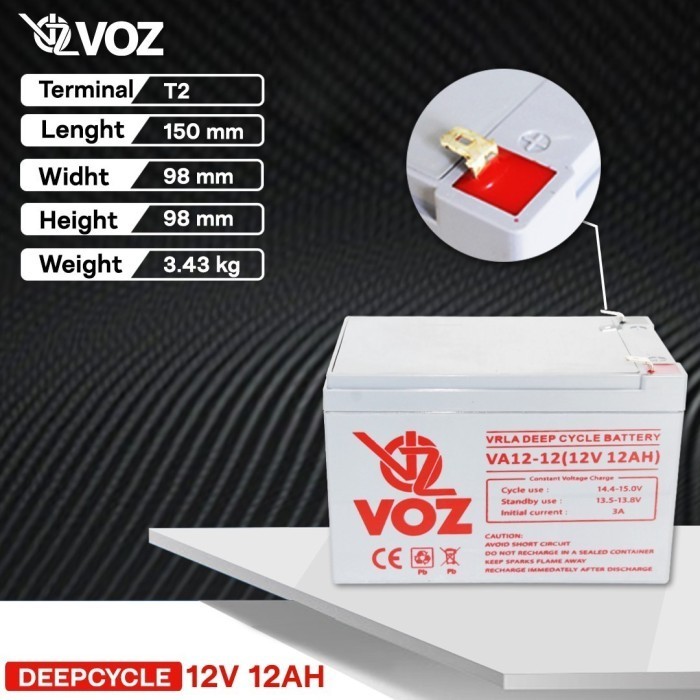 ✨Baru Aki Kering Voz - Voz Aki Kering Deep Cycle 12V 12Ah - Voz 12V 12Ah Berkualitas