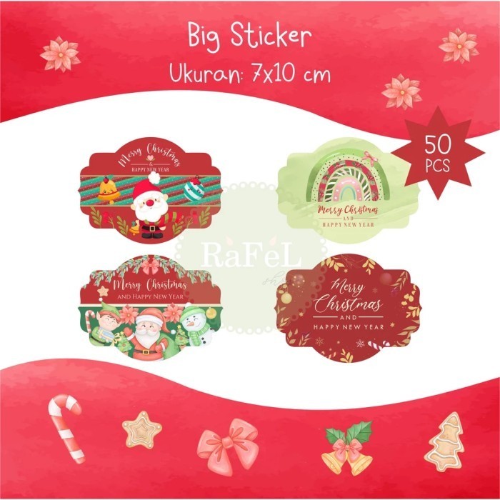 

Sticker Kemasan Box Toples Stiker Dus Kue Ukuran Besar Natal Christmas