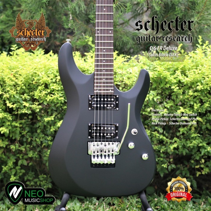 PROMO SCHECTER C6 FR DELUXE SATIN BLACK (SBK) 6 STRING ELECTRIC GUITAR #ORIGINAL