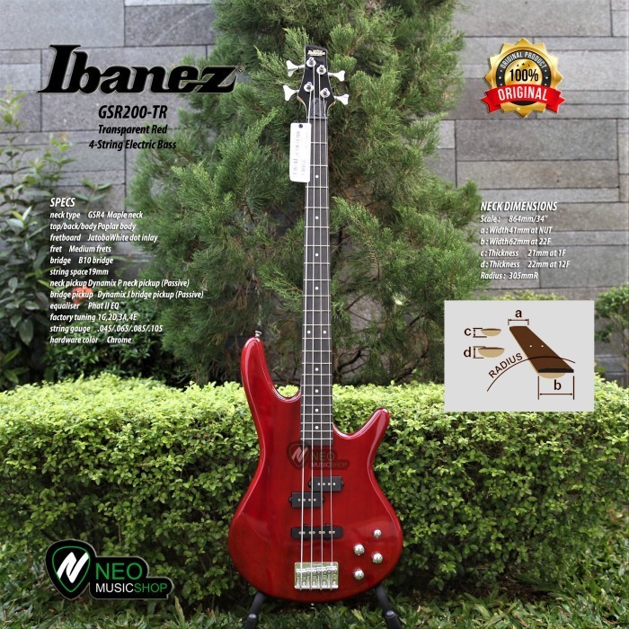 PROMO IBANEZ GSR200-TR 4STRING ELECTRIC BASS GUITAR ORIGINAL #ORIGINAL