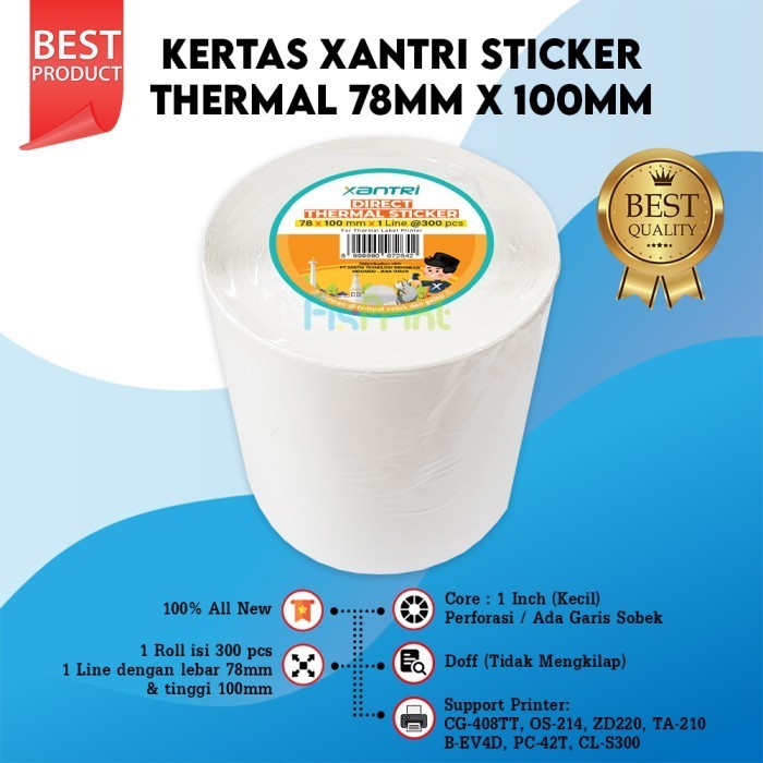 

Kertas Resi Label Thermal Barcode 100X100 100X150 78X100 Roll 500Pcs Best