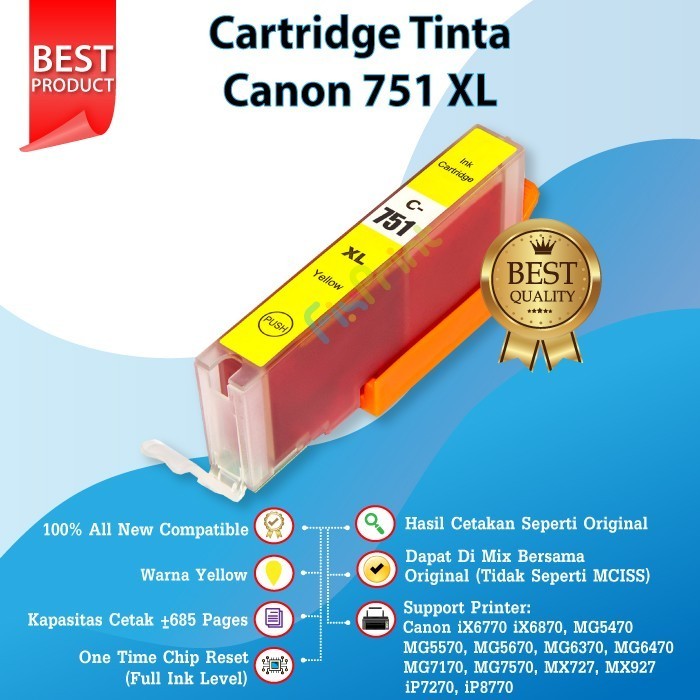 Cartridge Tinta Canon Pgi750Xl Cli751Xl Printer Ip7270 Ix6770 Ip8770 Best