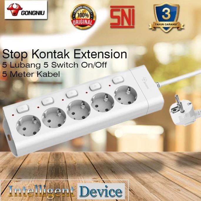 GONGNIU Stop Kontak Multi Switch On Off Kabel Extension