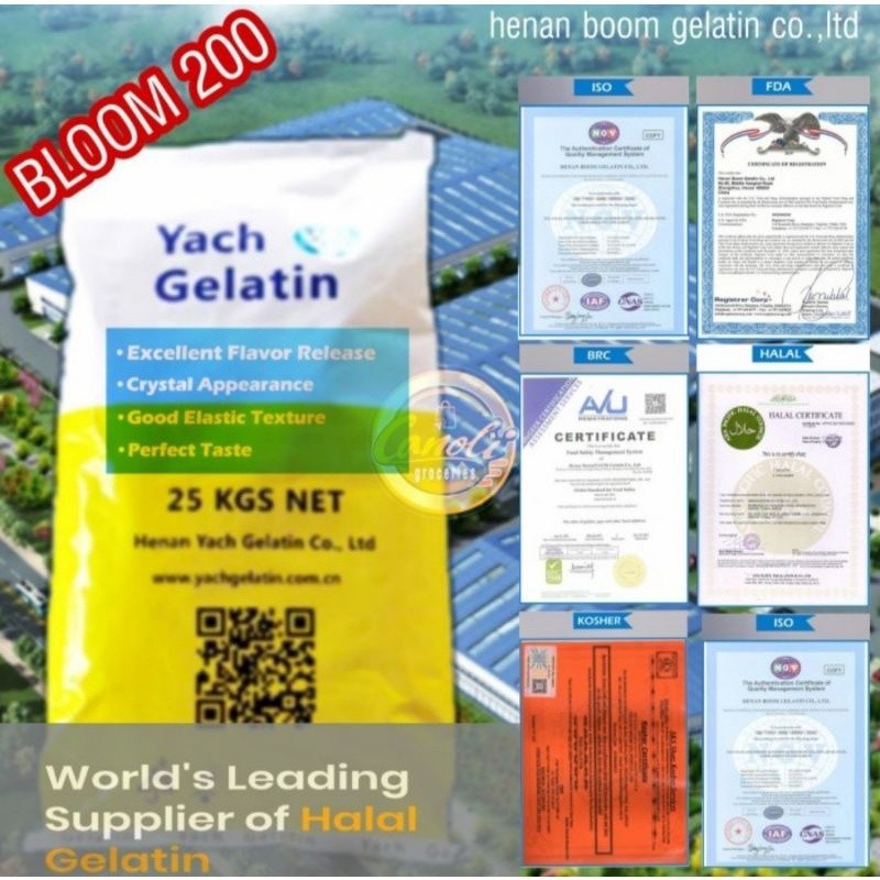 

Yach Gelatine Bloom 200 / Gelatin Halal / Gelatin Bubuk