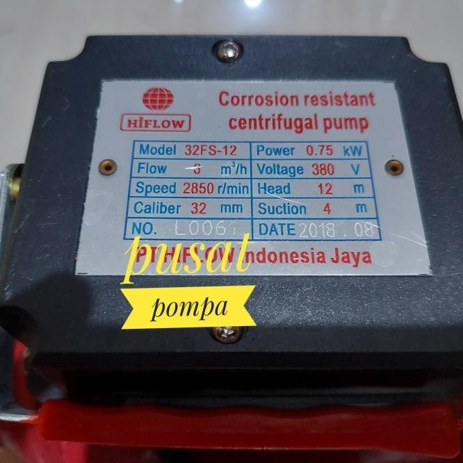 Pompa Kimia Hiflow 32 Fs 12 380V Pompa Chemical Hiflow 32 Fs 12 380V