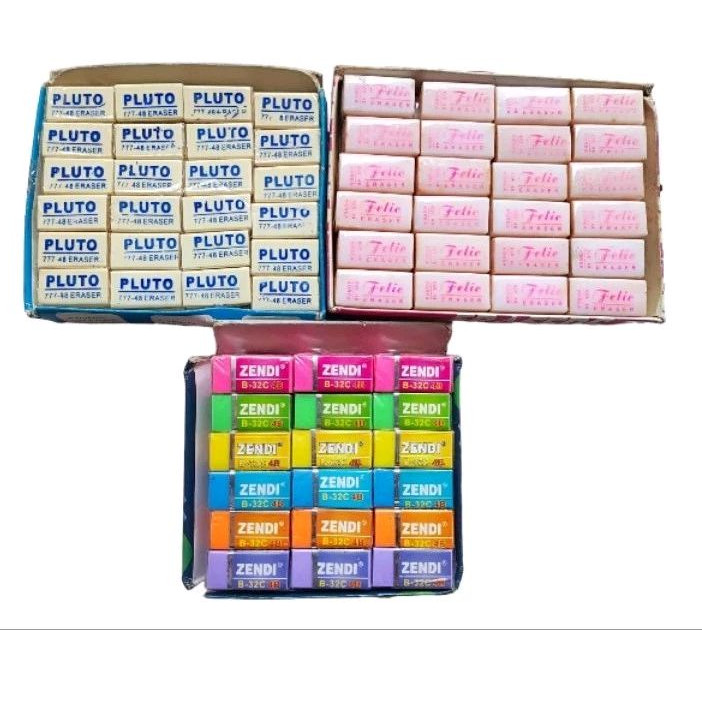 

(12 pcs) penghapus /eraser/stip pensil putih/color kecil K1, 1 lusin