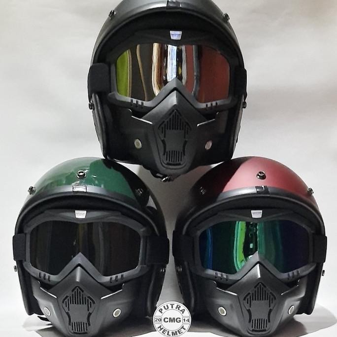 PROMO PAKET HELM BOGO RETRO GOOGLE MASK GOOGLE MASKER