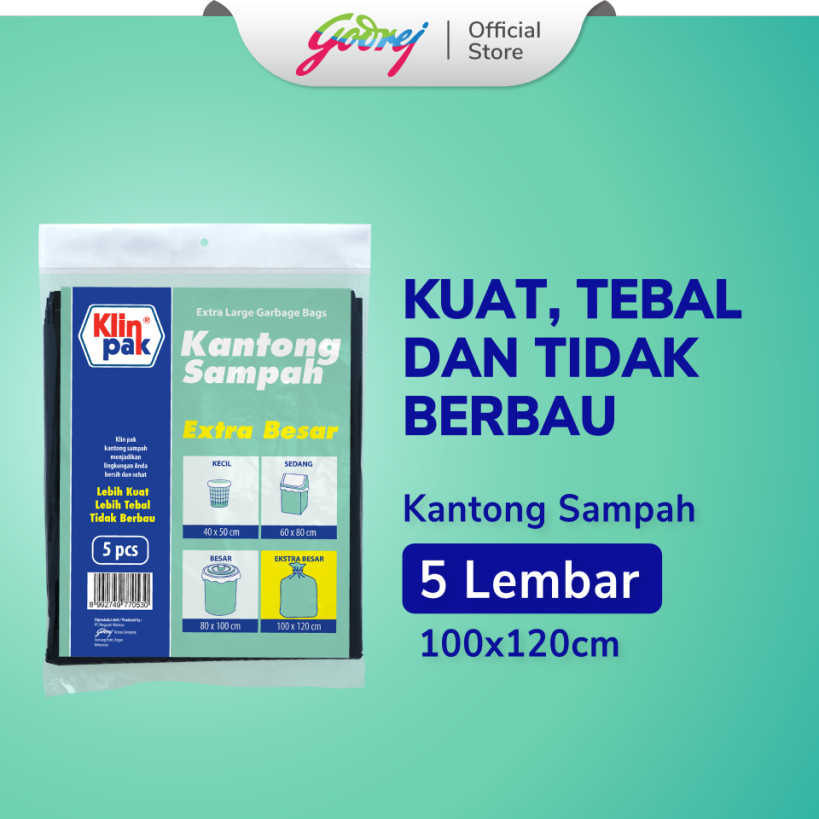 Klinpak Kantong Sampah Extra Besar 100cm X 120cm Isi 5Pcs