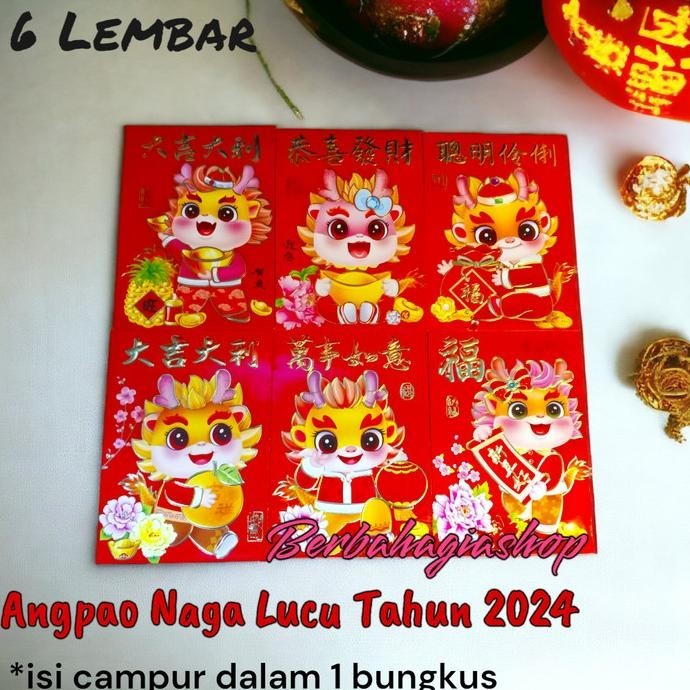 

>>>>>] angpao merah amplop angpau imlek tahun 2024 motif naga imut lucu cina