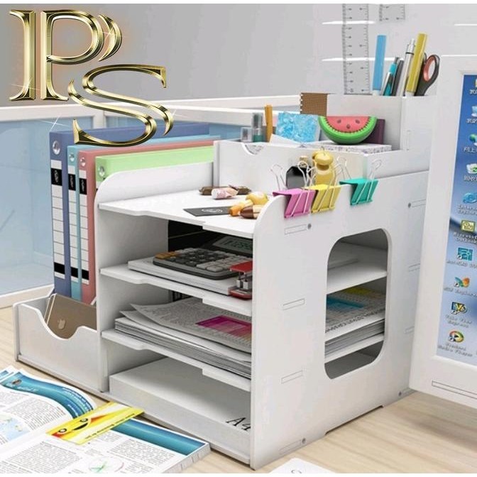 

Rak Buku Kantor Vintage Storage Box File Tempat Tissue Atk Organizer